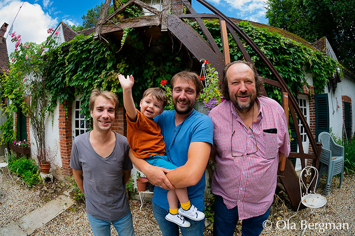Edouard Pointeau-Langevin, Marcel Pointeau-Langevin, Clément Pointeau-Langevin and Vincent Pointeau at Domaine la Fontaine aux Muses, La Celle-Saint-Cyr, Burgundy.