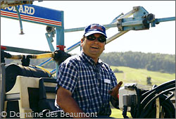 Thierry Beaumont, Domaine des Beaumont, on his tractor.
